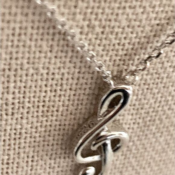 Sterling Silver Treble Clef Necklace - Picture 4 of 8